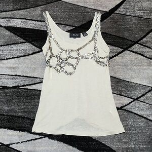 MISS ME SILVER & GOLD SEQUINS OVERLAY TANK-TOP